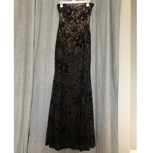 ANGL Floral Velvet Maxi Dress